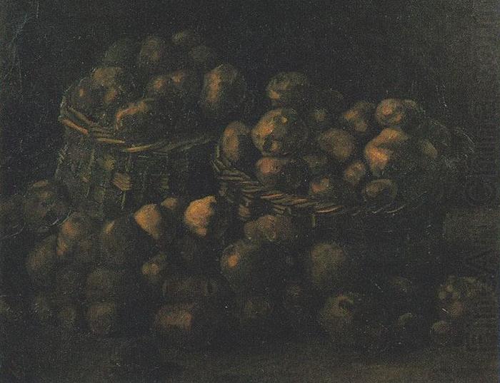 Still life basket with two potato-baskets, Vincent Van Gogh